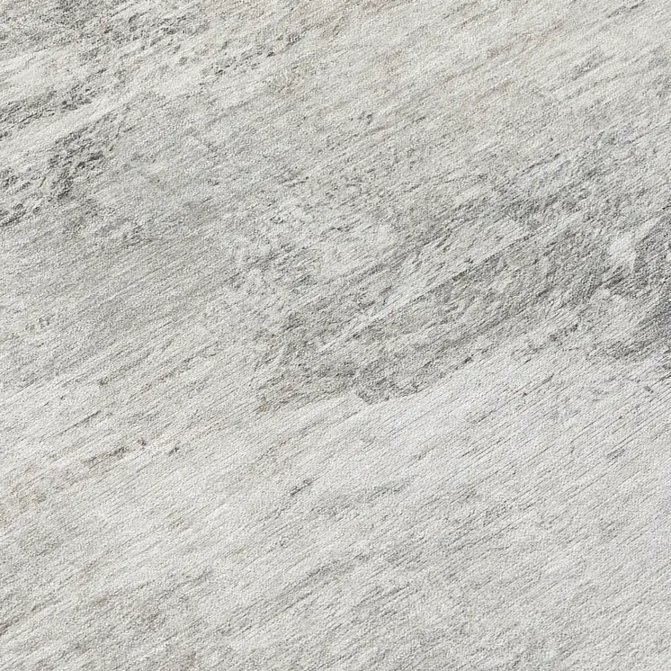 8' Silver Gray And Ivory Round Abstract Washable Indoor Outdoor Area Rug