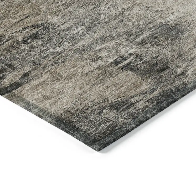 5' X 8' Taupe Beige And Brown Abstract Washable Indoor Outdoor Area Rug