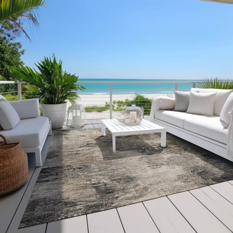 9' X 12' Taupe Beige And Brown Abstract Washable Indoor Outdoor Area Rug