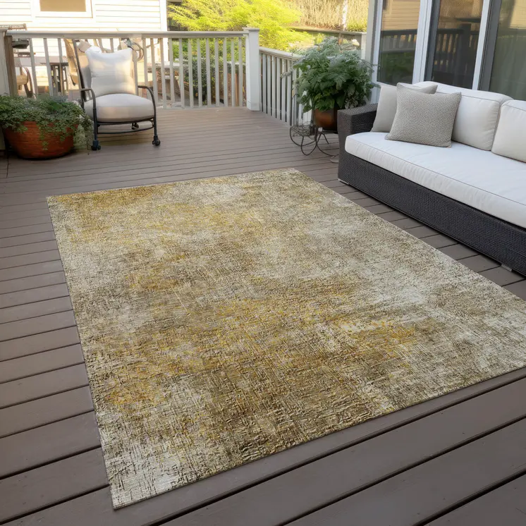 9' X 12' Beige Taupe And Ivory Abstract Washable Indoor Outdoor Area Rug