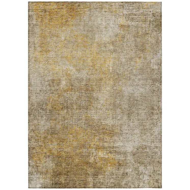 9' X 12' Beige Taupe And Ivory Abstract Washable Indoor Outdoor Area Rug