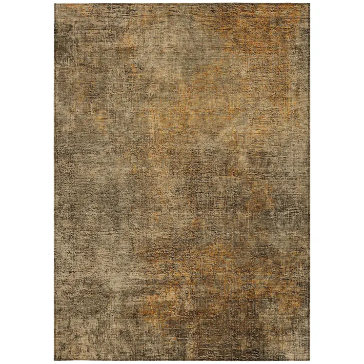 5' X 8' Brown Beige And Taupe Abstract Washable Indoor Outdoor Area Rug