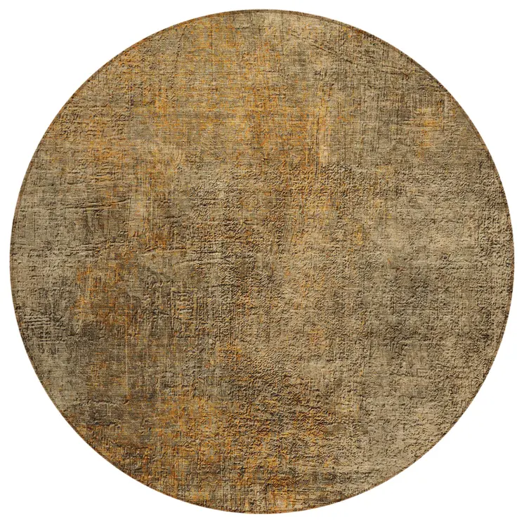 8' Brown Beige And Taupe Round Abstract Washable Indoor Outdoor Area Rug