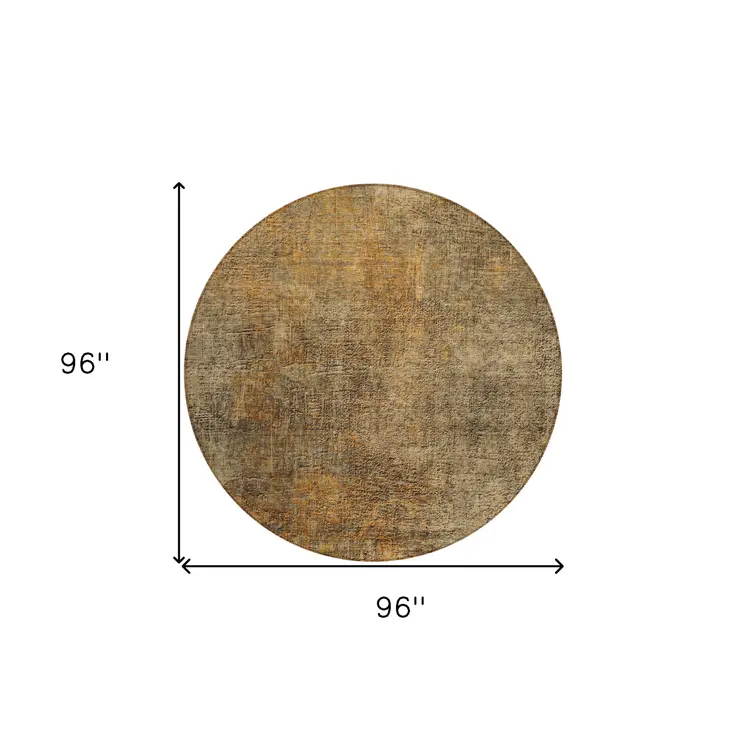 8' Brown Beige And Taupe Round Abstract Washable Indoor Outdoor Area Rug