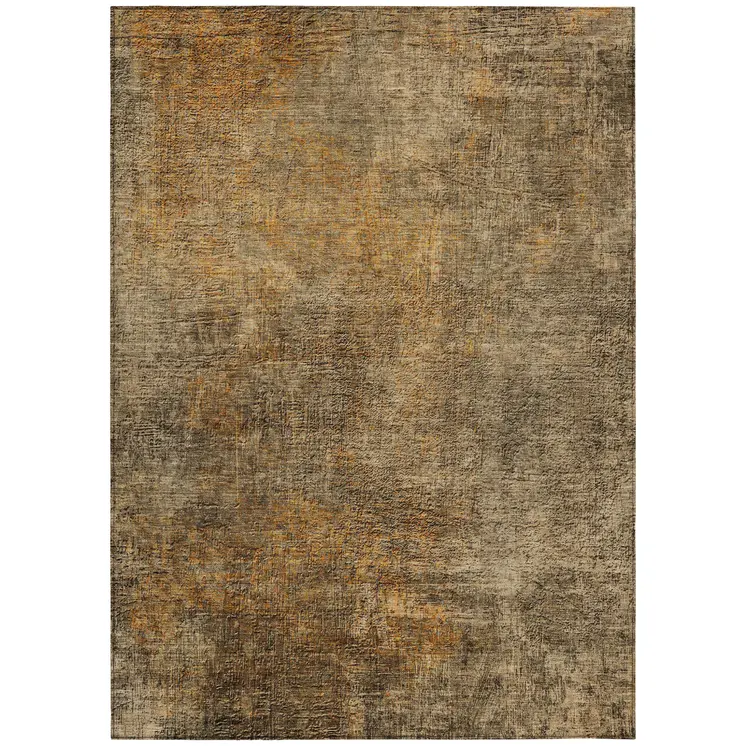 10' X 14' Brown Beige And Taupe Abstract Washable Indoor Outdoor Area Rug