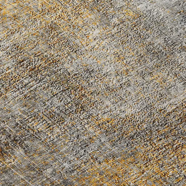 8' Gray Silver And Charcoal Round Abstract Washable Indoor Outdoor Area Rug