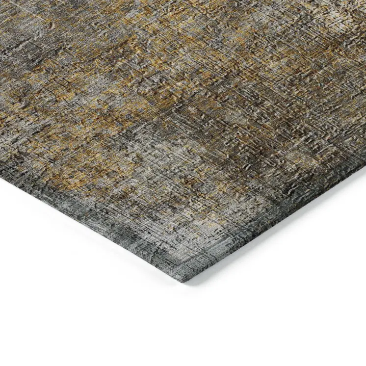 8' X 10' Gray Silver And Charcoal Abstract Washable Indoor Outdoor Area Rug