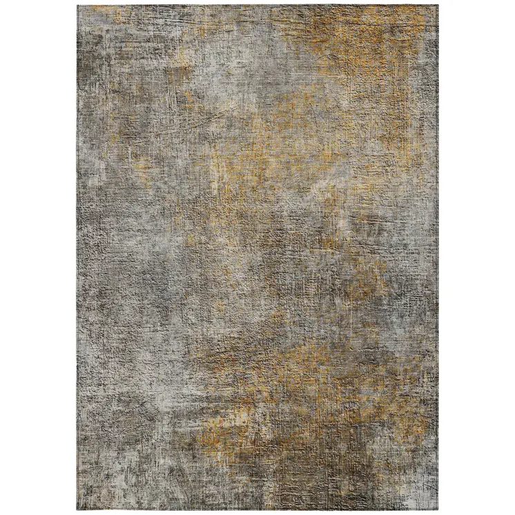 10' X 14' Gray Silver And Charcoal Abstract Washable Indoor Outdoor Area Rug