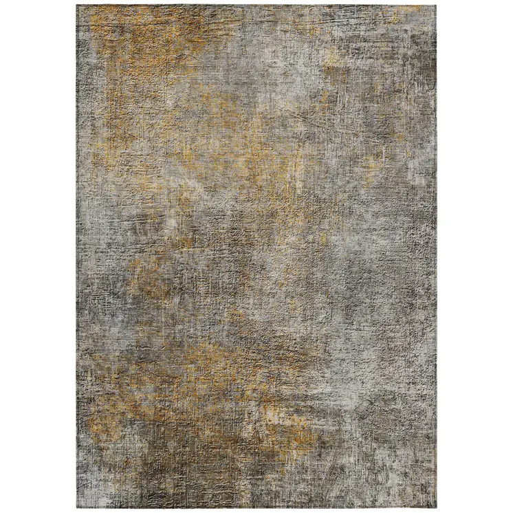 10' X 14' Gray Silver And Charcoal Abstract Washable Indoor Outdoor Area Rug
