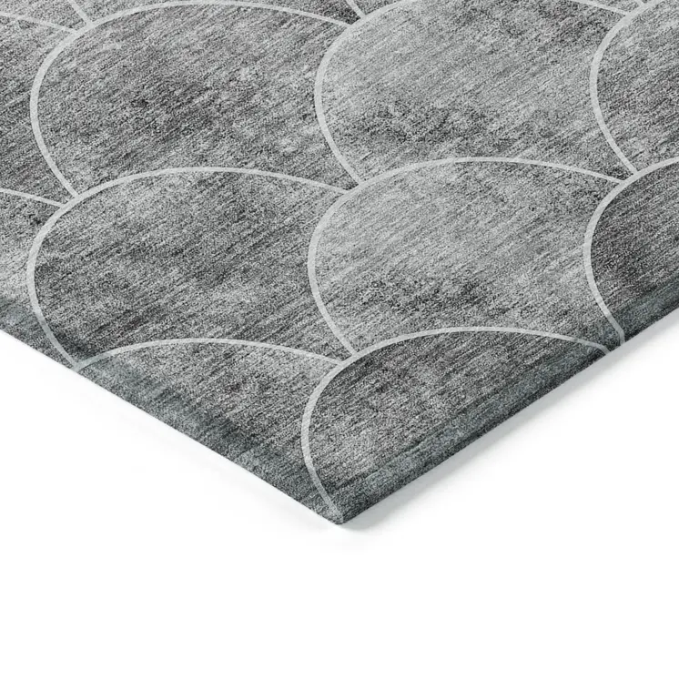 3' X 5' Gray Charcoal And Ivory Abstract Washable Indoor Outdoor Area Rug
