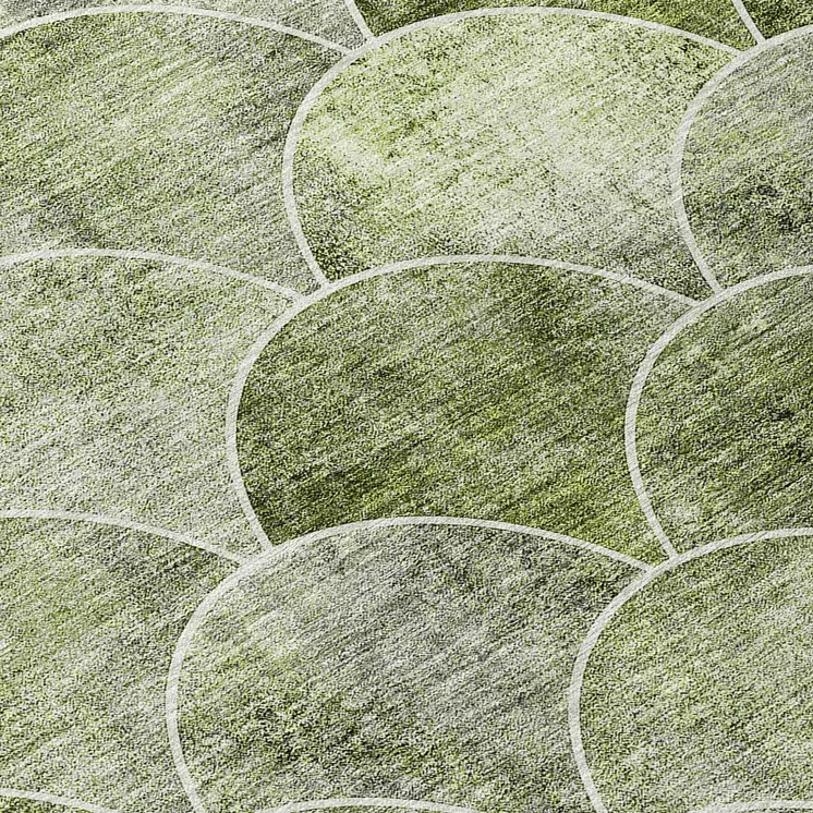 8' Green And Ivory Round Abstract Washable Indoor Outdoor Area Rug