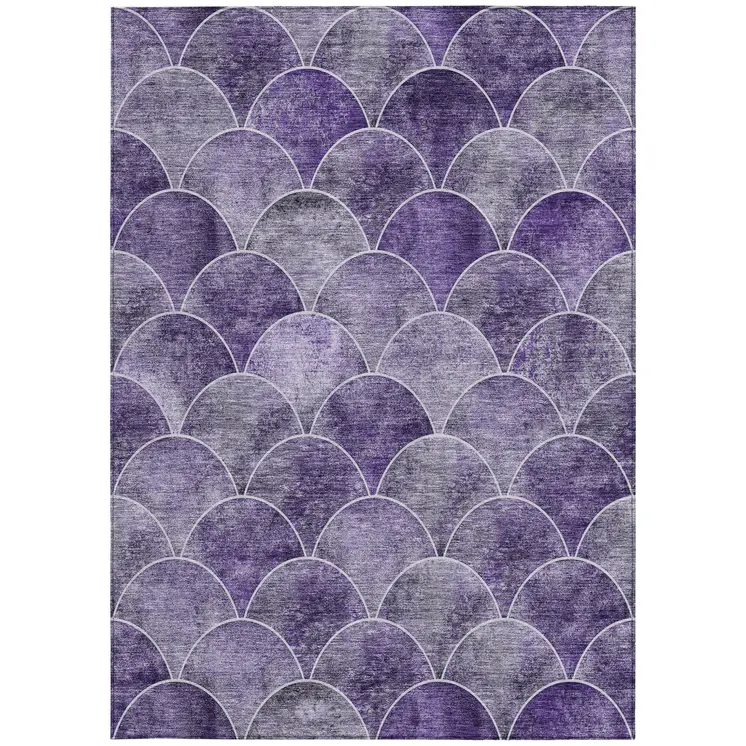 8' X 10' Purple Lilac And Lavender Abstract Washable Indoor Outdoor Area Rug