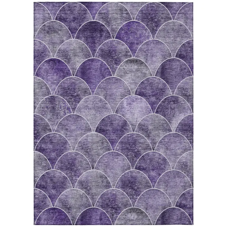 8' X 10' Purple Lilac And Lavender Abstract Washable Indoor Outdoor Area Rug