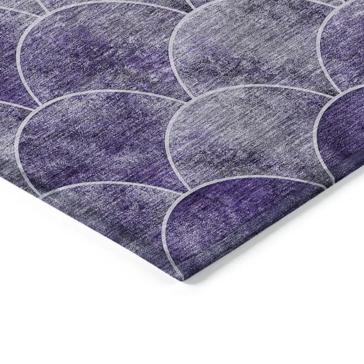 8' X 10' Purple Lilac And Lavender Abstract Washable Indoor Outdoor Area Rug
