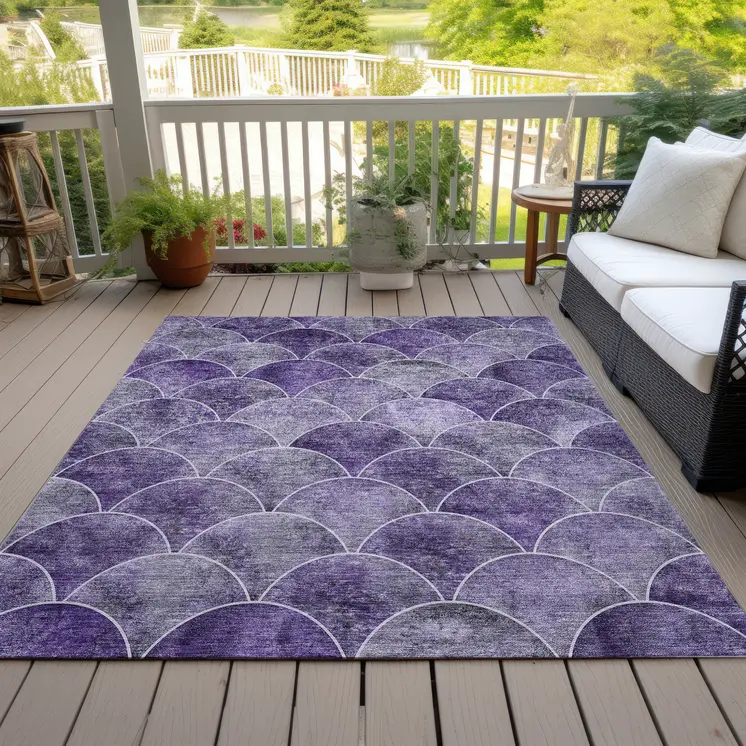 8' X 10' Purple Lilac And Lavender Abstract Washable Indoor Outdoor Area Rug