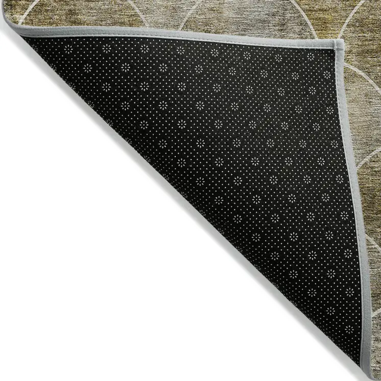 3' X 5' Taupe Beige And Gray Abstract Washable Indoor Outdoor Area Rug