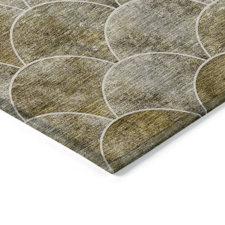 5' X 8' Taupe Beige And Gray Abstract Washable Indoor Outdoor Area Rug