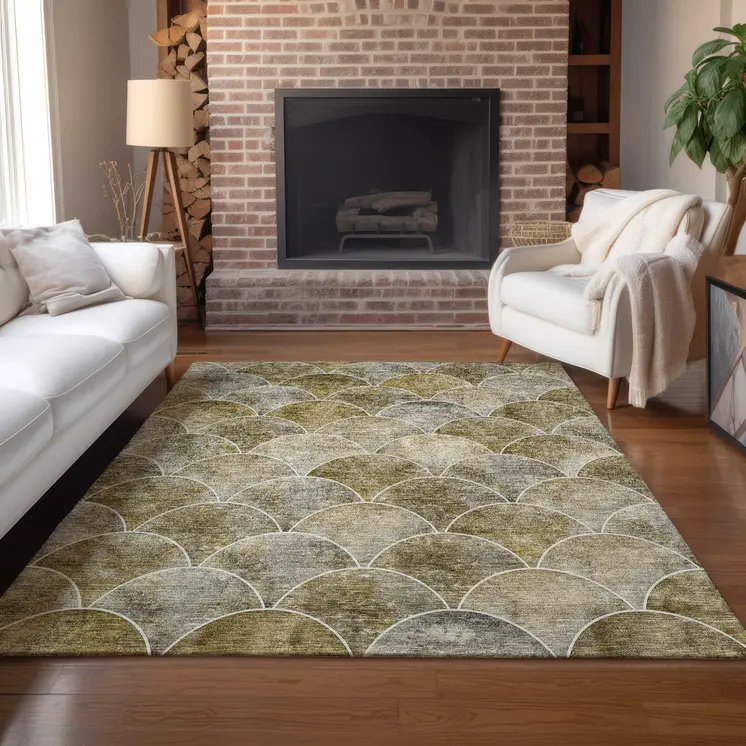 5' X 8' Taupe Beige And Gray Abstract Washable Indoor Outdoor Area Rug