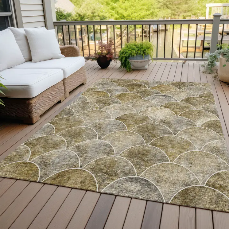 10' X 14' Taupe Beige And Gray Abstract Washable Indoor Outdoor Area Rug