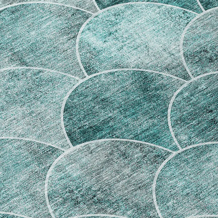 3' X 5' Teal Blue Aqua And Gray Abstract Washable Indoor Outdoor Area Rug