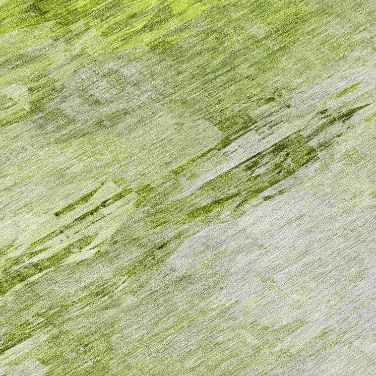 8' Artichoke Green And Lime Green Round Abstract Washable Indoor Outdoor Area Rug