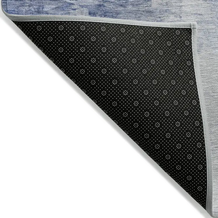 10' X 14' Denim Blue And Sky Blue Abstract Washable Indoor Outdoor Area Rug