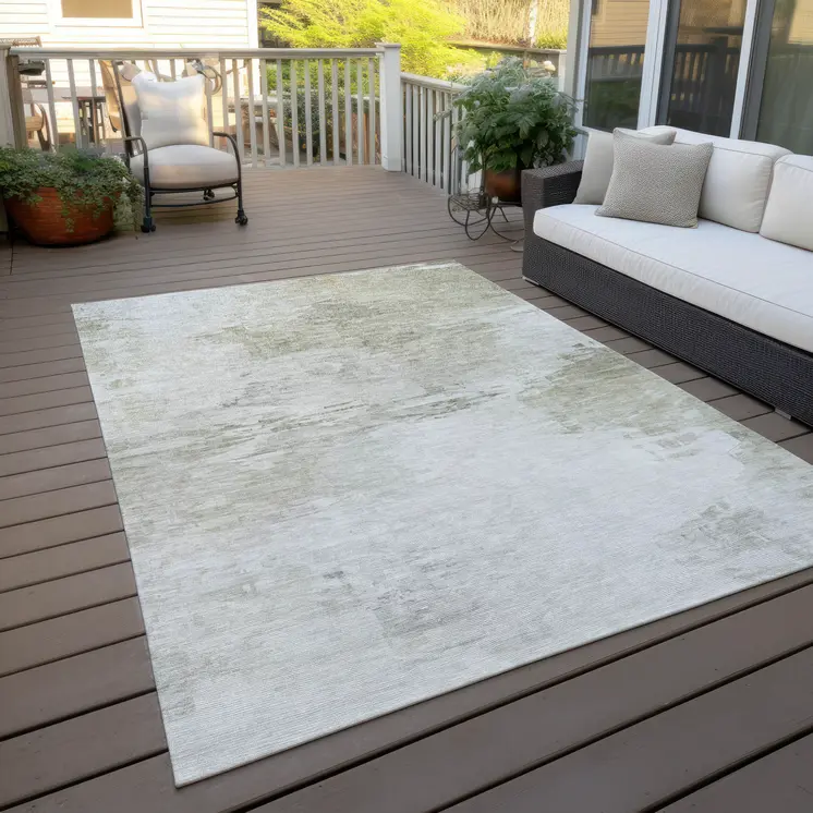 8' X 10' Ivory Beige And Taupe Abstract Washable Indoor Outdoor Area Rug