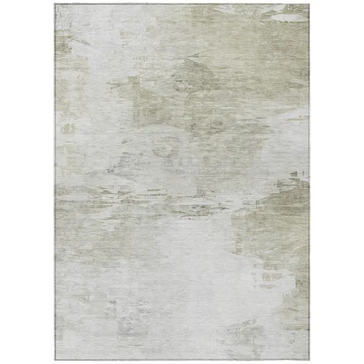 8' X 10' Ivory Beige And Taupe Abstract Washable Indoor Outdoor Area Rug