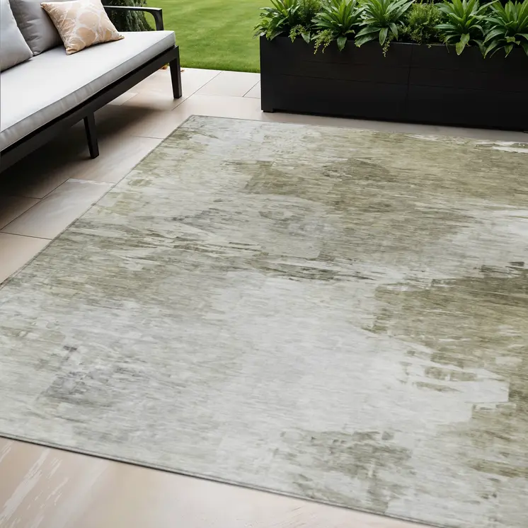 5' X 8' Taupe Beige And Brown Abstract Washable Indoor Outdoor Area Rug
