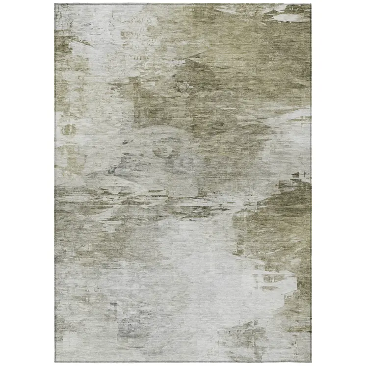 8' X 10' Taupe Beige And Brown Abstract Washable Indoor Outdoor Area Rug