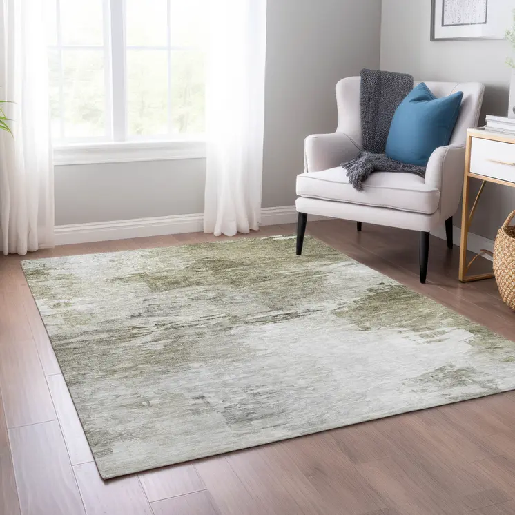 8' X 10' Taupe Beige And Brown Abstract Washable Indoor Outdoor Area Rug