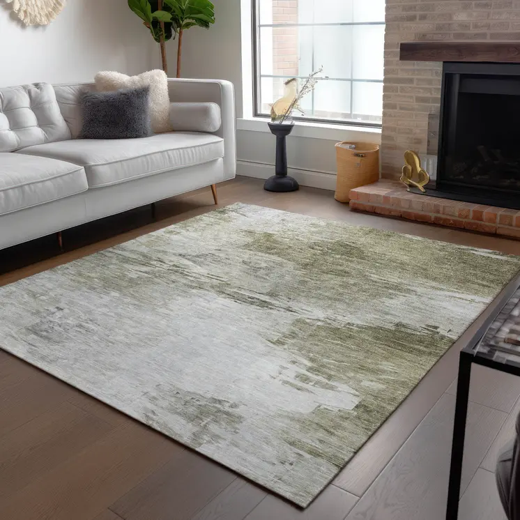 8' X 10' Taupe Beige And Brown Abstract Washable Indoor Outdoor Area Rug