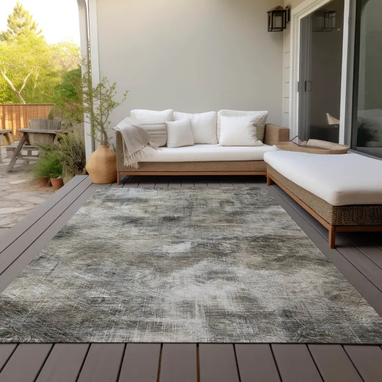9' X 12' Beige Taupe And Gray Abstract Washable Indoor Outdoor Area Rug