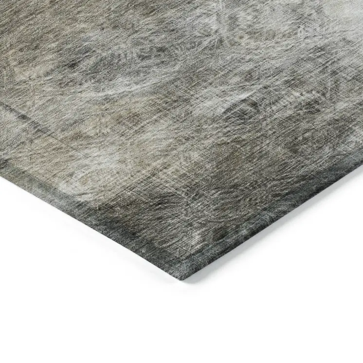 9' X 12' Beige Taupe And Gray Abstract Washable Indoor Outdoor Area Rug
