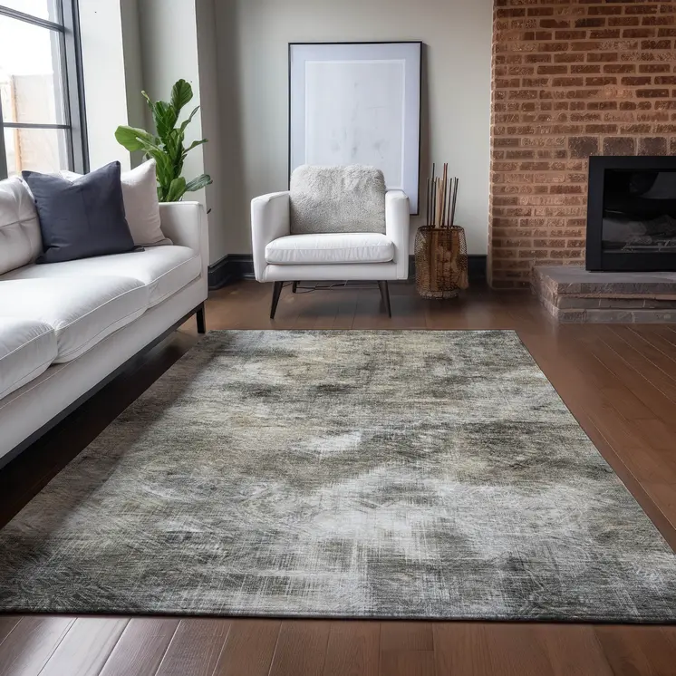 9' X 12' Beige Taupe And Gray Abstract Washable Indoor Outdoor Area Rug