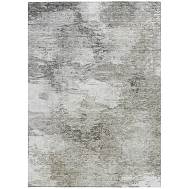 8' X 10' Beige Tan And Gray Abstract Washable Indoor Outdoor Area Rug