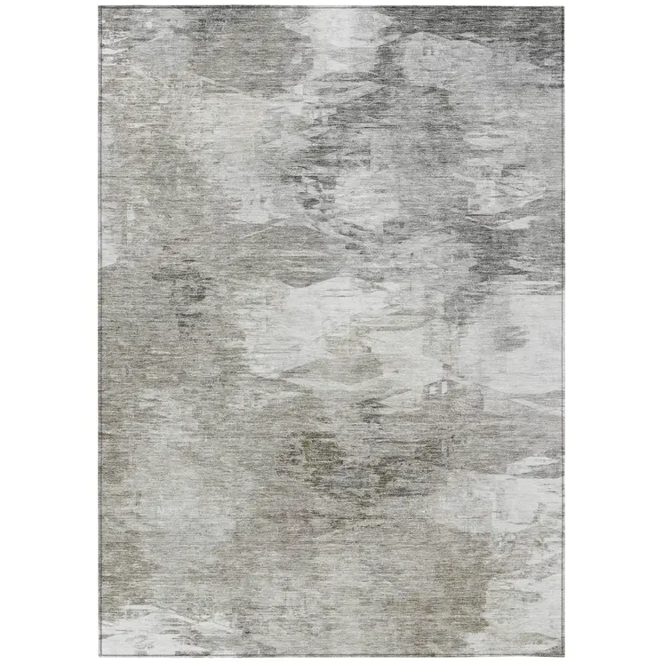 8' X 10' Beige Tan And Gray Abstract Washable Indoor Outdoor Area Rug