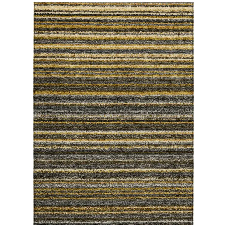 3' X 5' Gold Beige And Wheat Striped Washable Indoor Outdoor Area Rug