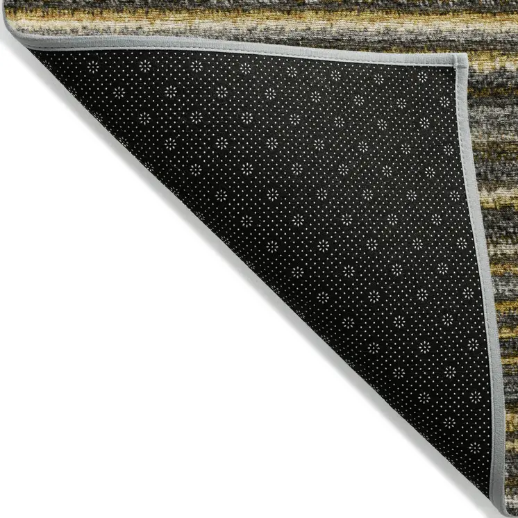 3' X 5' Gold Beige And Wheat Striped Washable Indoor Outdoor Area Rug