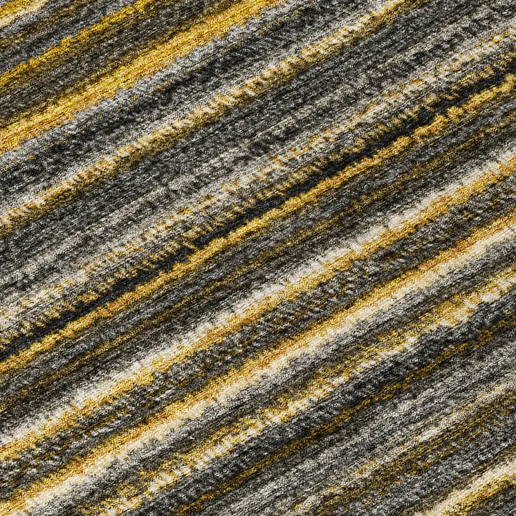 8' Gold Beige And Wheat Round Striped Washable Indoor Outdoor Area Rug