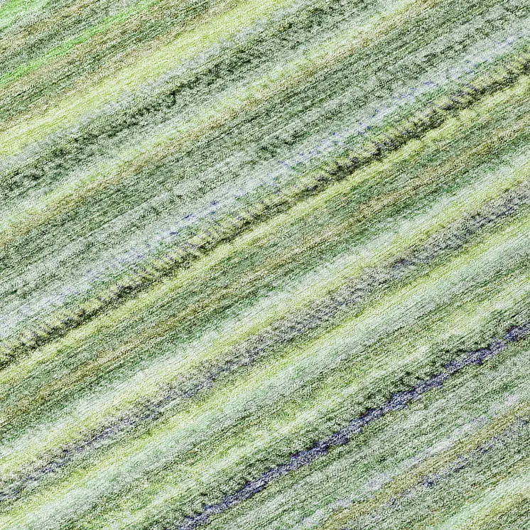 8' Artichoke Green And Olive Green Round Striped Washable Indoor Outdoor Area Rug