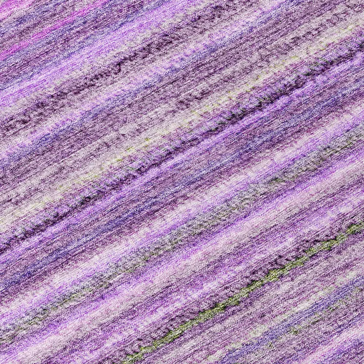 8' Purple Eggplant And Lilac Round Striped Washable Indoor Outdoor Area Rug