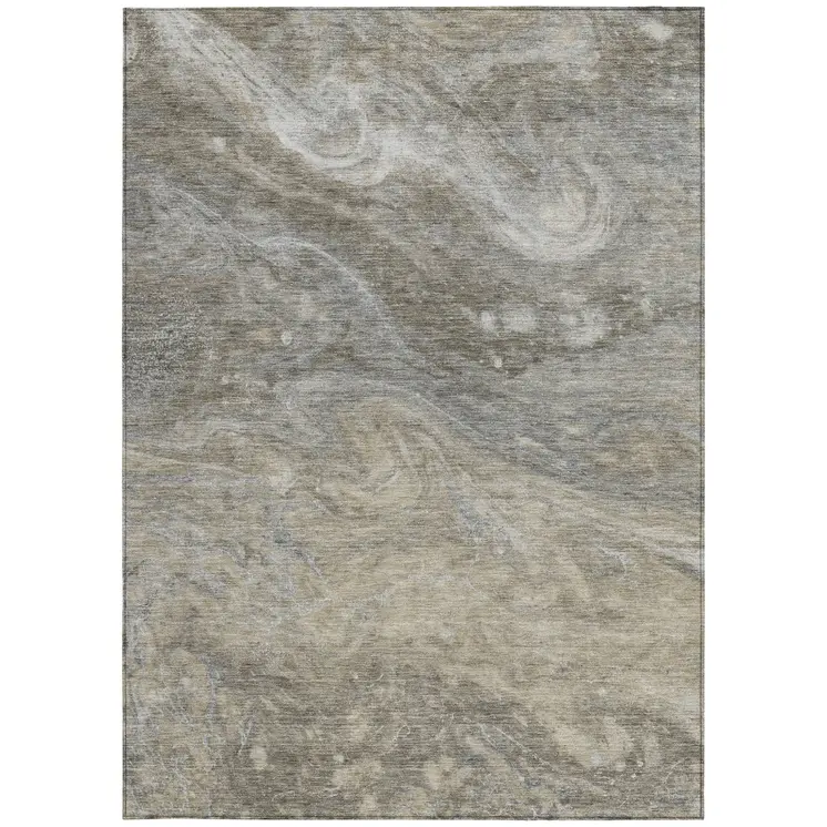 5' X 8' Taupe Beige And Ivory Abstract Washable Indoor Outdoor Area Rug