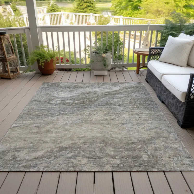 5' X 8' Taupe Beige And Ivory Abstract Washable Indoor Outdoor Area Rug