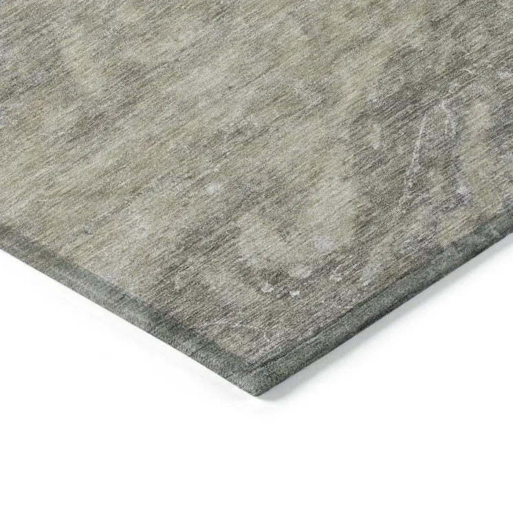 9' X 12' Taupe Beige And Ivory Abstract Washable Indoor Outdoor Area Rug