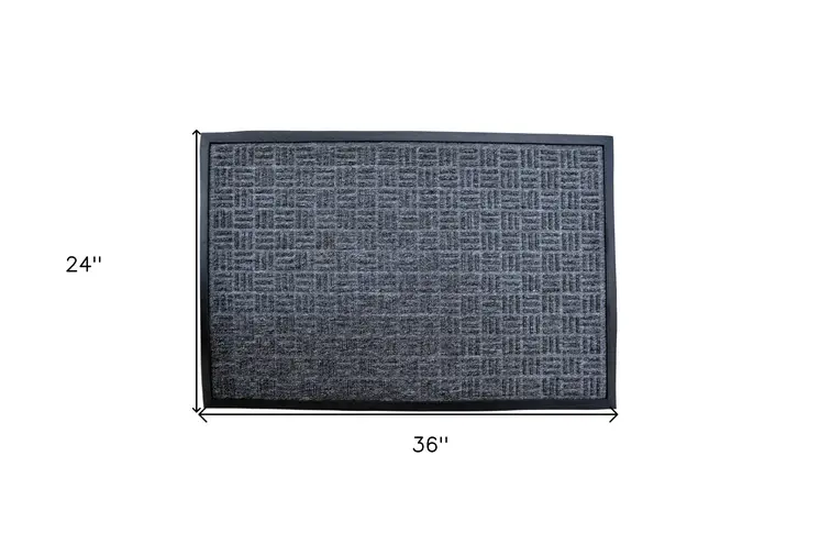 24" X 36" Gray Synthetic Fiber Abstract Outdoor Door Mat