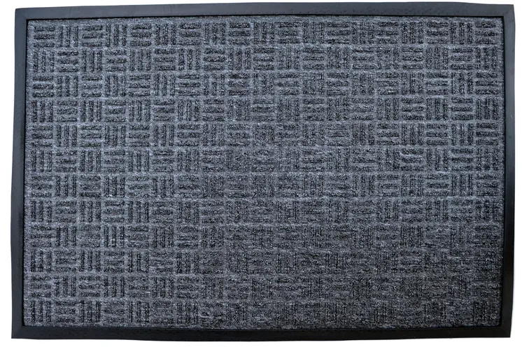 24" X 36" Gray Synthetic Fiber Abstract Outdoor Door Mat