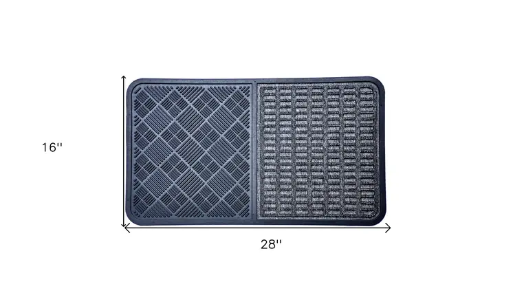 16" X 28" Gray Synthetic Fiber Abstract Outdoor Door Mat