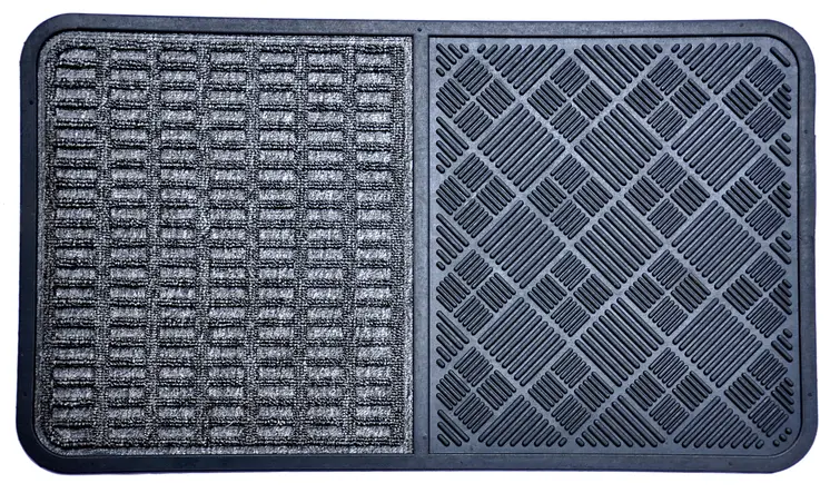 16" X 28" Gray Synthetic Fiber Abstract Outdoor Door Mat