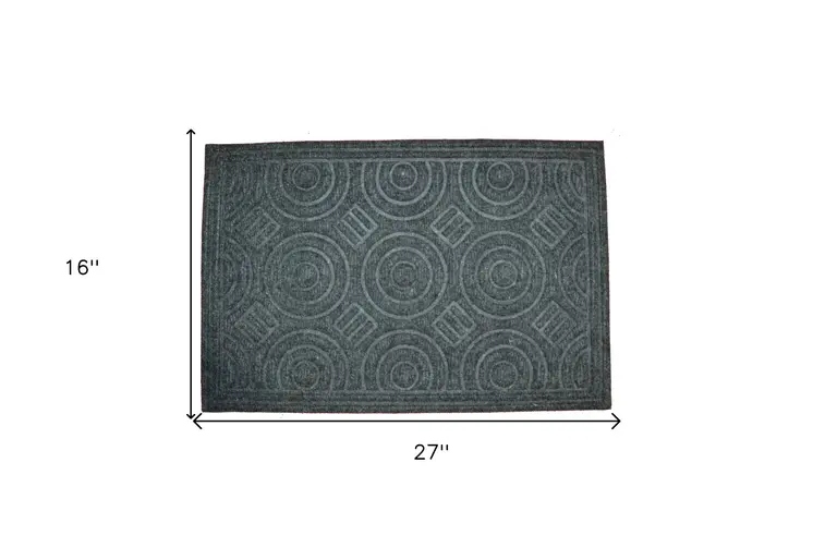 16" X 27" Gray Synthetic Fiber Abstract Outdoor Door Mat